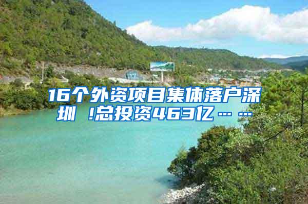 16个外资项目集体落户深圳 !总投资463亿……