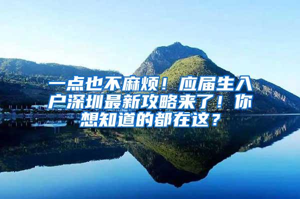 一点也不麻烦！应届生入户深圳最新攻略来了！你想知道的都在这？