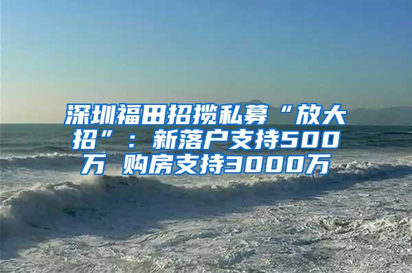 深圳福田招揽私募“放大招”：新落户支持500万 购房支持3000万