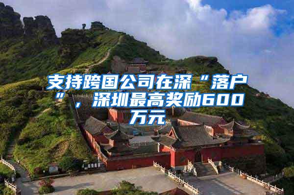 支持跨国公司在深“落户”，深圳最高奖励600万元