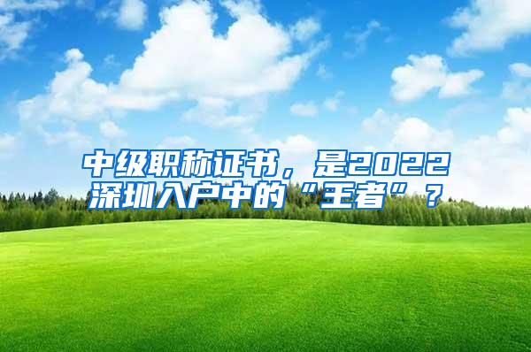 中级职称证书，是2022深圳入户中的“王者”？