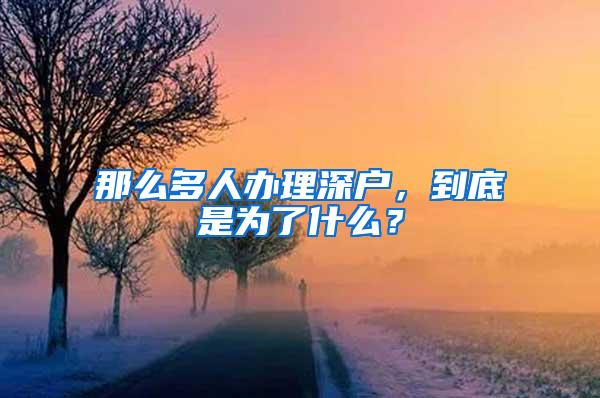 那么多人办理深户，到底是为了什么？