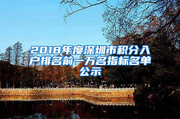 2018年度深圳市积分入户排名前一万名指标名单公示