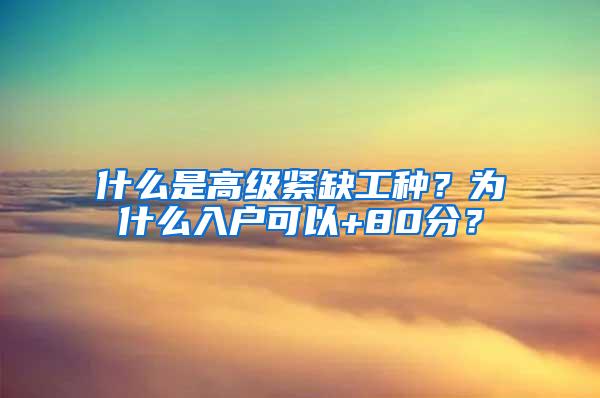 什么是高级紧缺工种？为什么入户可以+80分？