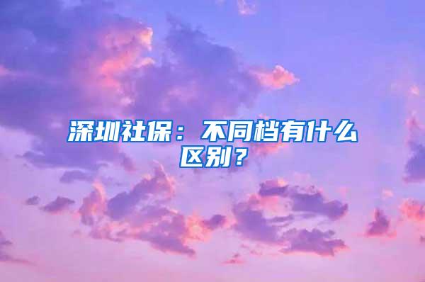 深圳社保：不同档有什么区别？