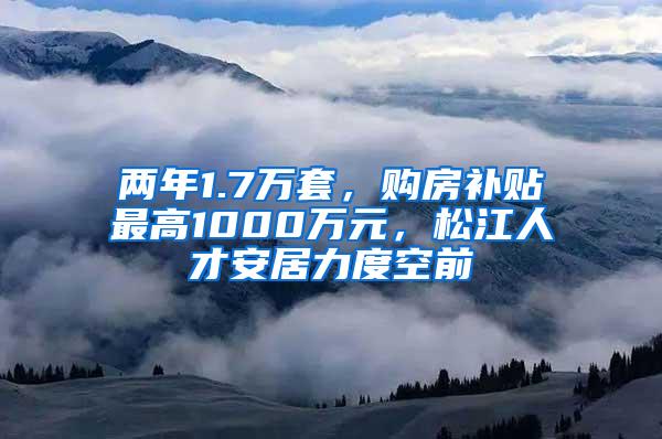 两年1.7万套，购房补贴最高1000万元，松江人才安居力度空前