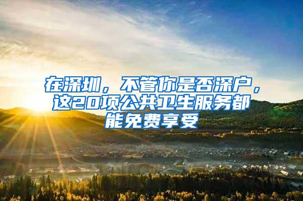 在深圳，不管你是否深户，这20项公共卫生服务都能免费享受