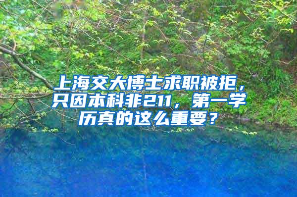 上海交大博士求职被拒，只因本科非211，第一学历真的这么重要？