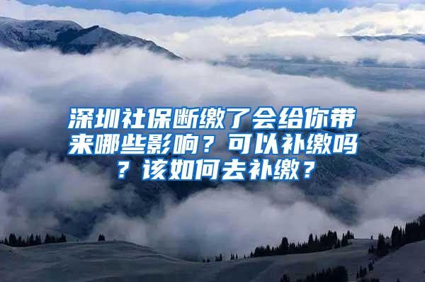 深圳社保断缴了会给你带来哪些影响？可以补缴吗？该如何去补缴？