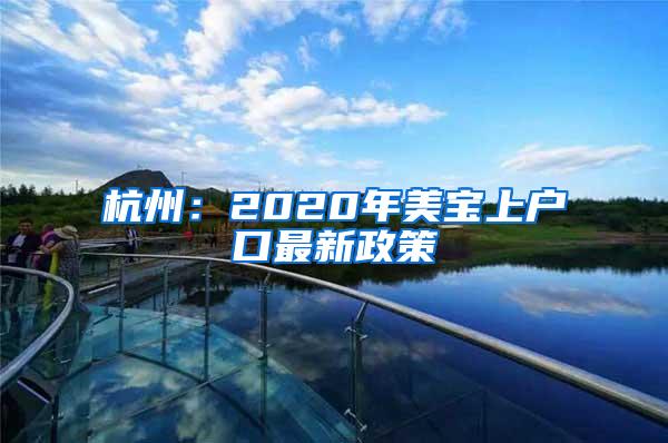 杭州：2020年美宝上户口最新政策