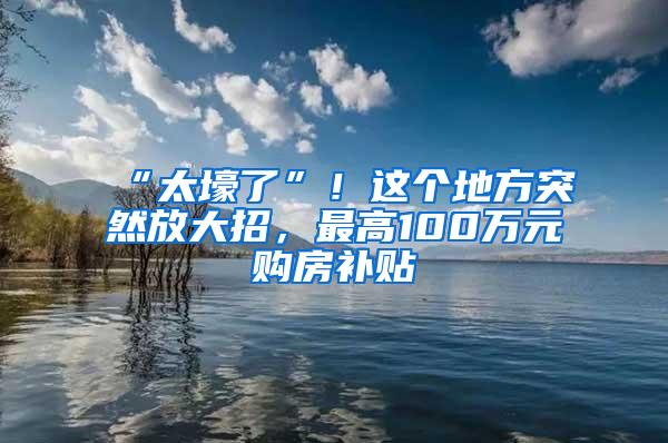 “太壕了”！这个地方突然放大招，最高100万元购房补贴