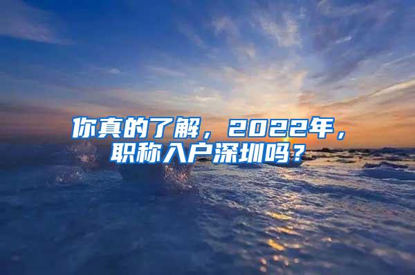 你真的了解，2022年，职称入户深圳吗？