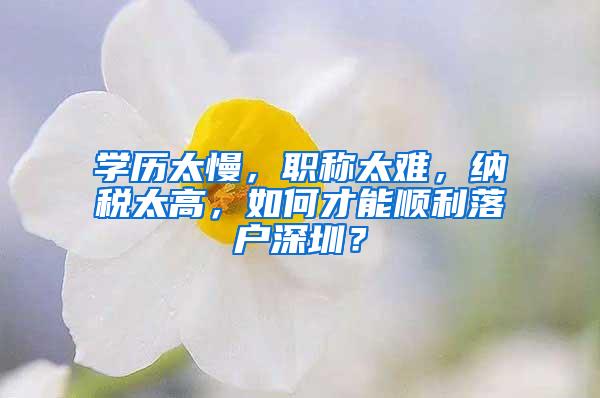 学历太慢，职称太难，纳税太高，如何才能顺利落户深圳？