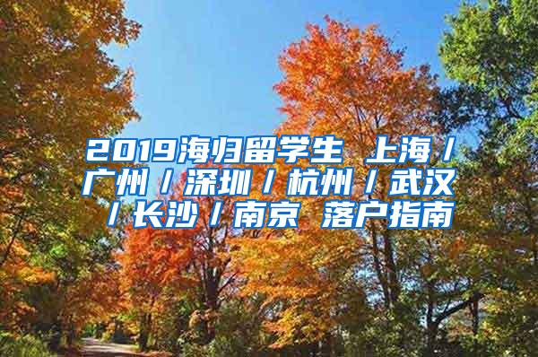 2019海归留学生 上海／广州／深圳／杭州／武汉／长沙／南京 落户指南