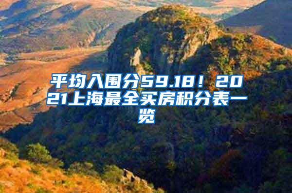 平均入围分59.18！2021上海最全买房积分表一览