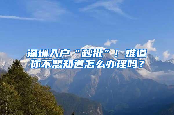 深圳入户“秒批”! 难道你不想知道怎么办理吗？