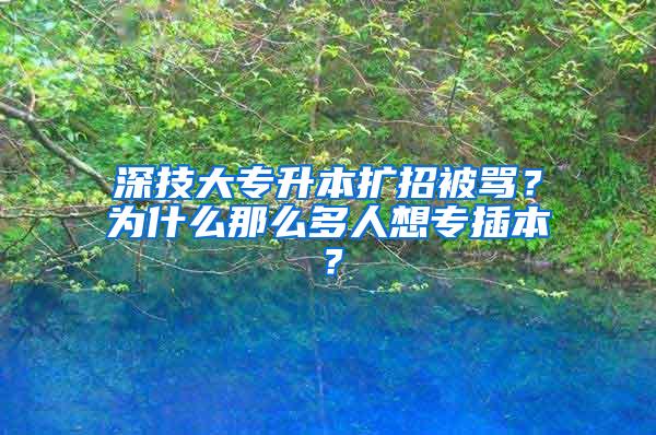 深技大专升本扩招被骂？为什么那么多人想专插本？