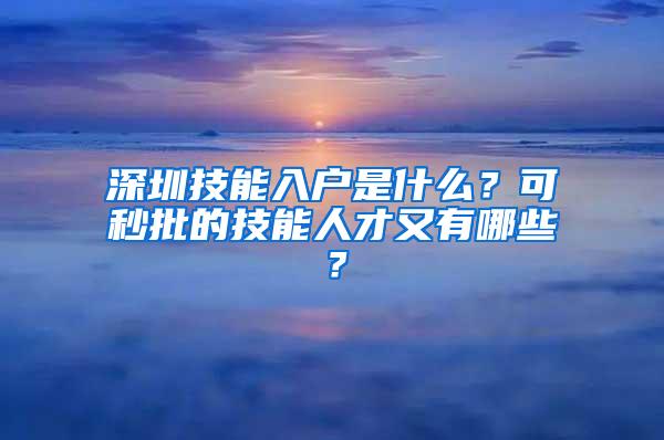 深圳技能入户是什么？可秒批的技能人才又有哪些？