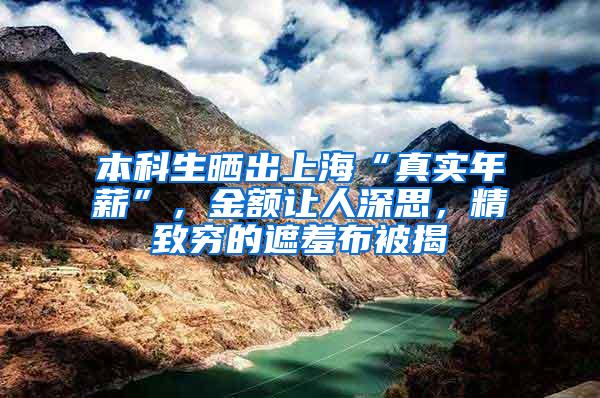 本科生晒出上海“真实年薪”，金额让人深思，精致穷的遮羞布被揭