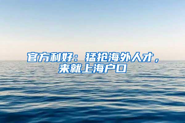 官方利好：猛抢海外人才，来就上海户口