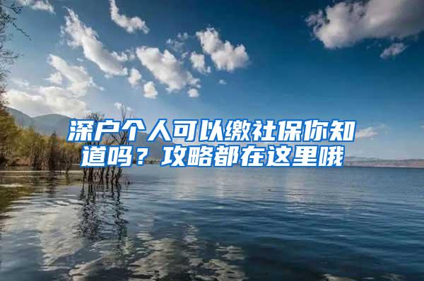 深户个人可以缴社保你知道吗？攻略都在这里哦