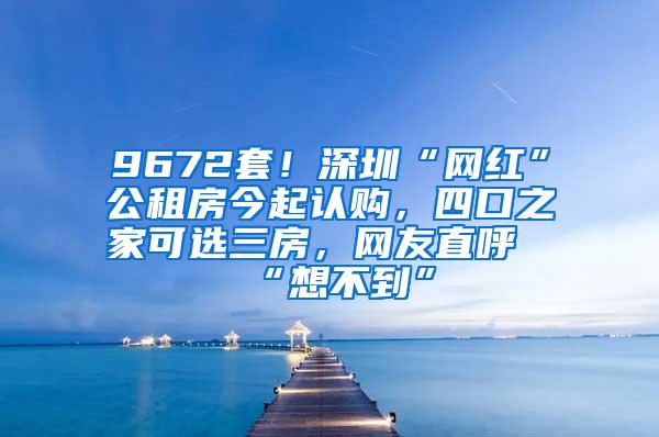 9672套！深圳“网红”公租房今起认购，四口之家可选三房，网友直呼“想不到”