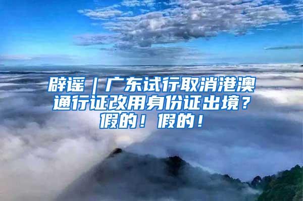 辟谣｜广东试行取消港澳通行证改用身份证出境？假的！假的！