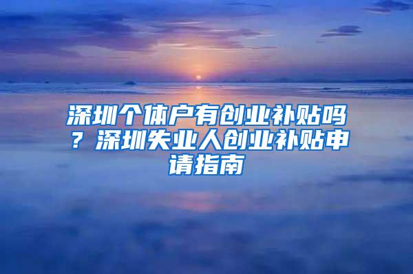 深圳个体户有创业补贴吗？深圳失业人创业补贴申请指南