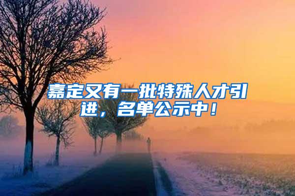 嘉定又有一批特殊人才引进，名单公示中！