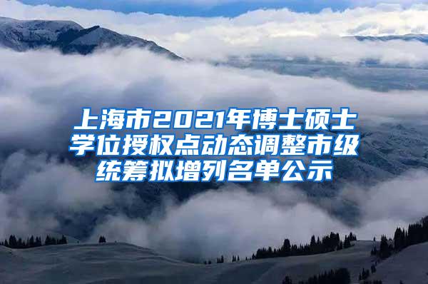 上海市2021年博士硕士学位授权点动态调整市级统筹拟增列名单公示