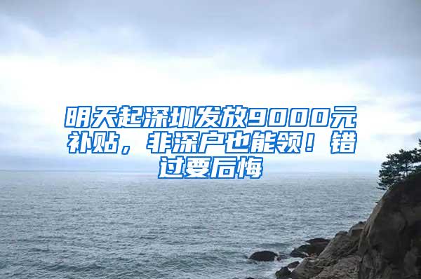 明天起深圳发放9000元补贴，非深户也能领！错过要后悔