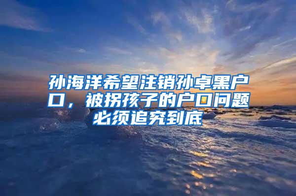 孙海洋希望注销孙卓黑户口，被拐孩子的户口问题必须追究到底