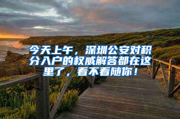 今天上午，深圳公安对积分入户的权威解答都在这里了，看不看随你！