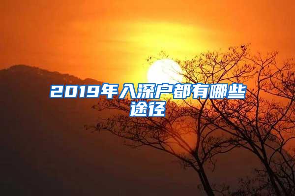 2019年入深户都有哪些途径