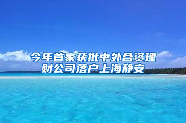 今年首家获批中外合资理财公司落户上海静安