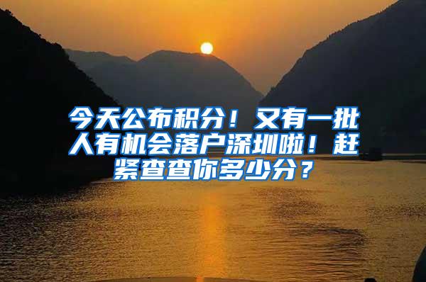 今天公布积分！又有一批人有机会落户深圳啦！赶紧查查你多少分？