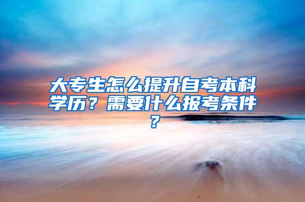 大专生怎么提升自考本科学历？需要什么报考条件？