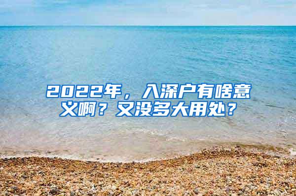 2022年，入深户有啥意义啊？又没多大用处？