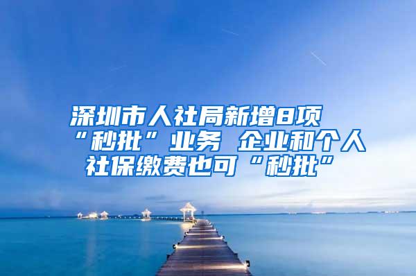 深圳市人社局新增8项“秒批”业务 企业和个人社保缴费也可“秒批”