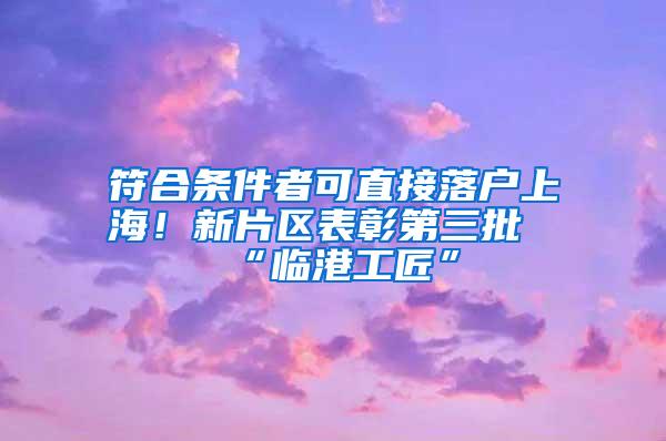 符合条件者可直接落户上海！新片区表彰第三批“临港工匠”