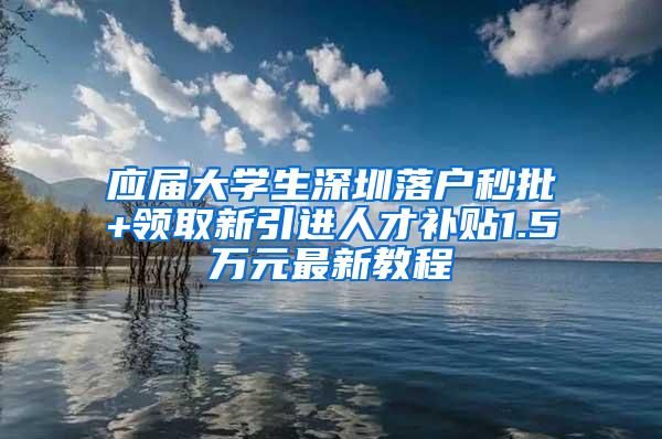 应届大学生深圳落户秒批+领取新引进人才补贴1.5万元最新教程