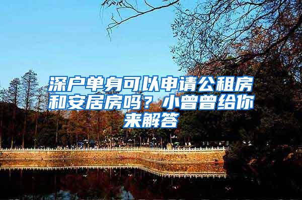 深户单身可以申请公租房和安居房吗？小曾曾给你来解答