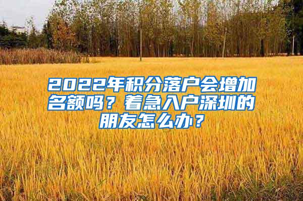 2022年积分落户会增加名额吗？着急入户深圳的朋友怎么办？