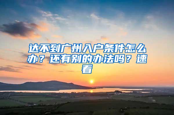 达不到广州入户条件怎么办？还有别的办法吗？速看