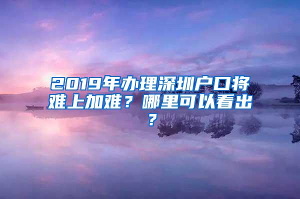 2019年办理深圳户口将难上加难？哪里可以看出？