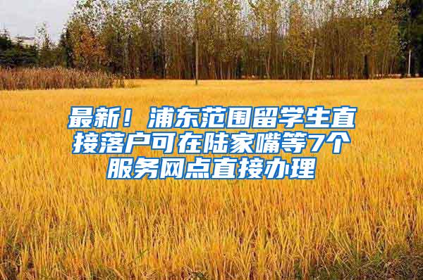 最新！浦东范围留学生直接落户可在陆家嘴等7个服务网点直接办理