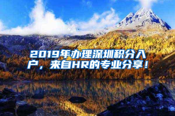 2019年办理深圳积分入户，来自HR的专业分享！