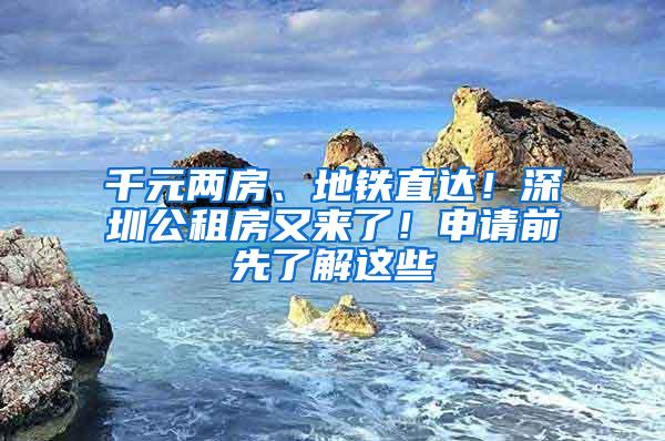 千元两房、地铁直达！深圳公租房又来了！申请前先了解这些