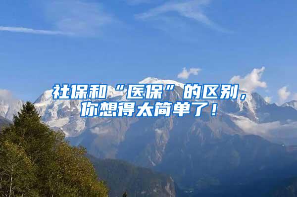 社保和“医保”的区别，你想得太简单了！