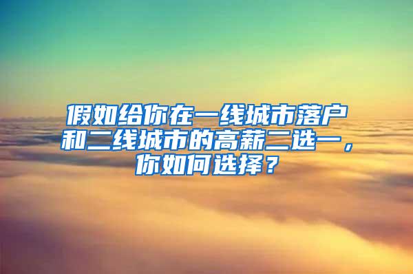 假如给你在一线城市落户和二线城市的高薪二选一，你如何选择？